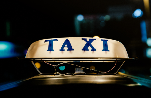 taxi,sign,neon,car,vehicle,glow,light,night,bokeh,transport