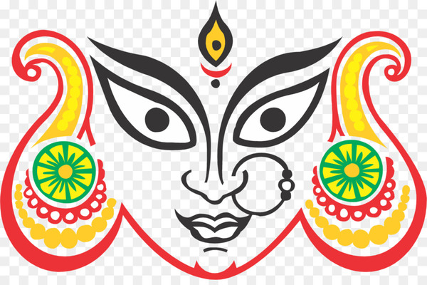 Free Vector | Hand draw sketch on durga puja holiday celebration card  background