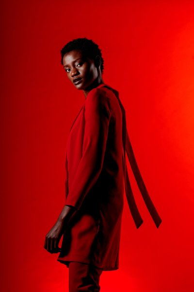  red,pose,woman,light,model,fashion,young woman,black woman, young adult