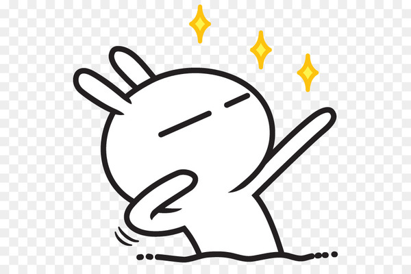 tuzki,emoticon,emoji,wechat,social media,rabbit,sticker,shrug,tencent,tencent qq,instant messaging,animation,line art,angle,text,symbol,yellow,happiness,smile,line,black and white,png