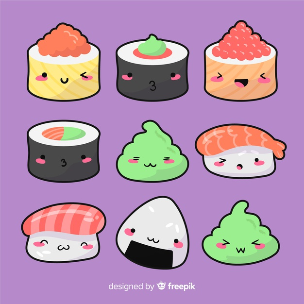 Free: Hand drawn adorable sushi collection - nohat.cc