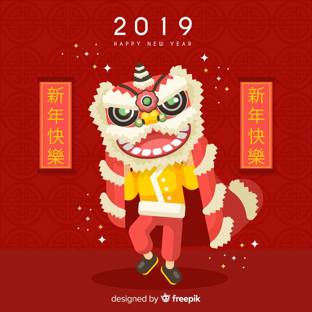new year,party,chinese new year,chinese,dance,celebration,lion,festival,flat,china,new,2019,scroll,lettering,culture,year,asian,performance,costume,sparks