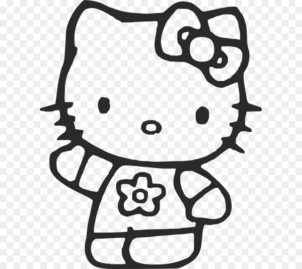 Hello Kitty drawing a picture coloring page