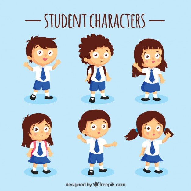 Free: Blue student characters set Free Vector 