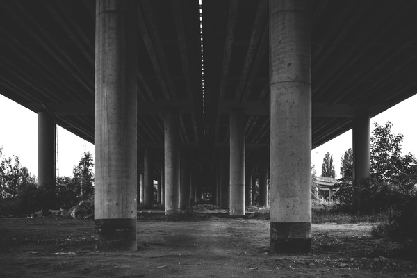 architecture,structures,bridges,posts,lines,shapes,patterns,perspective,black and white