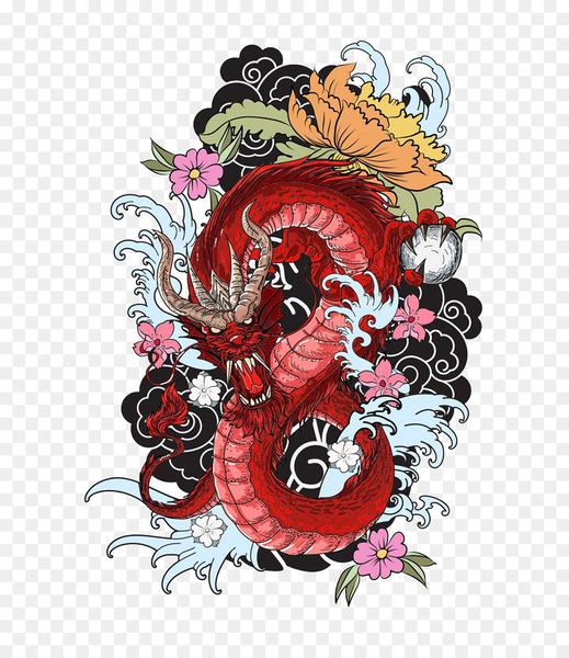 Dragon Fire Japanese Dragon Chinese Dragon Drawing Tattoo Irezumi Pin  Badges Legend Serpent transparent background PNG clipart  HiClipart