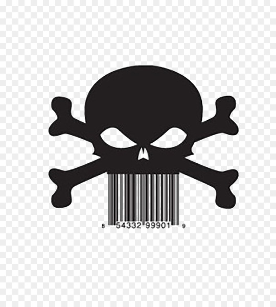 barcode,barcode reader,universal product code,code,qr code,creativity,high capacity color barcode,international article number,image scanner,code 39,international standard serial number,silhouette,skull,symbol,bone,black and white,png