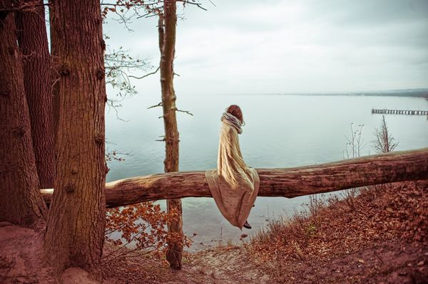 stuff,woman,female,woman,female,portrait,fall,leafe,autumn,woman,camp,blanket,looking out,person,lakeside,tree,trunk,forest,woodland,lake,water,free pictures