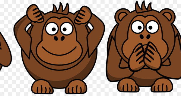 pan,ape,monkey,three wise monkeys,primate,gorilla,cartoon,humour,sculpture,tiki mugs,animal,brown bear,organism,groundhog,beaver,fictional character,animal figure,png