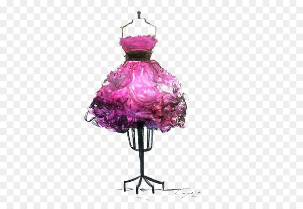 dress,drawing,clothing,fashion illustration,art,dress form,watercolor painting,fashion,painting,skirt,dress code,pink,gown,flower,purple,petal,day dress,magenta,dance dress,cocktail dress,png