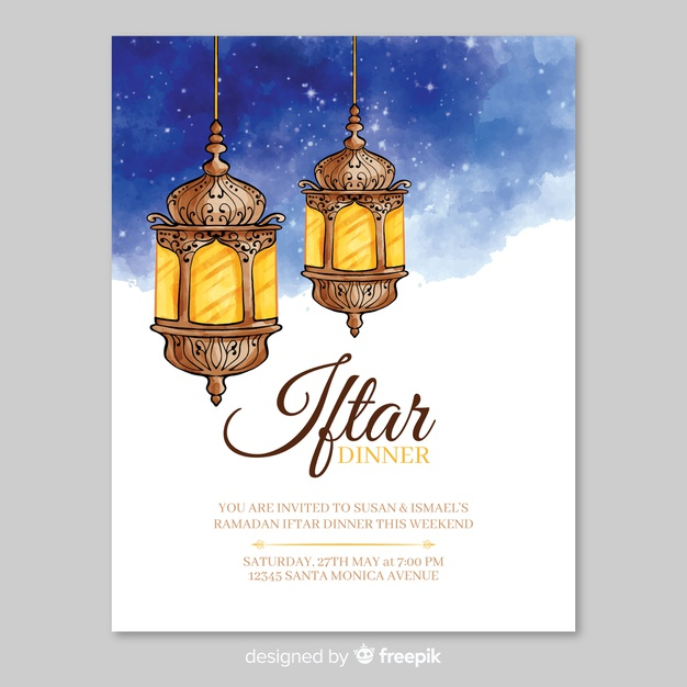 Free: Watercolor iftar invitation template Free Vector - nohat.cc