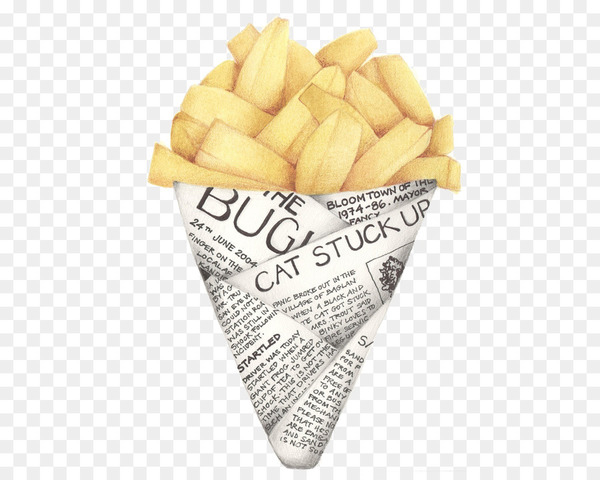 Fried French Fries In Paper Cone Bag Stock Illustration - Download