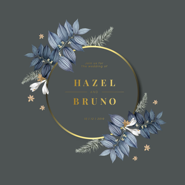 Free: Floral wedding invitation card design vector 