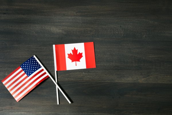  flags,canada,united states, american flag