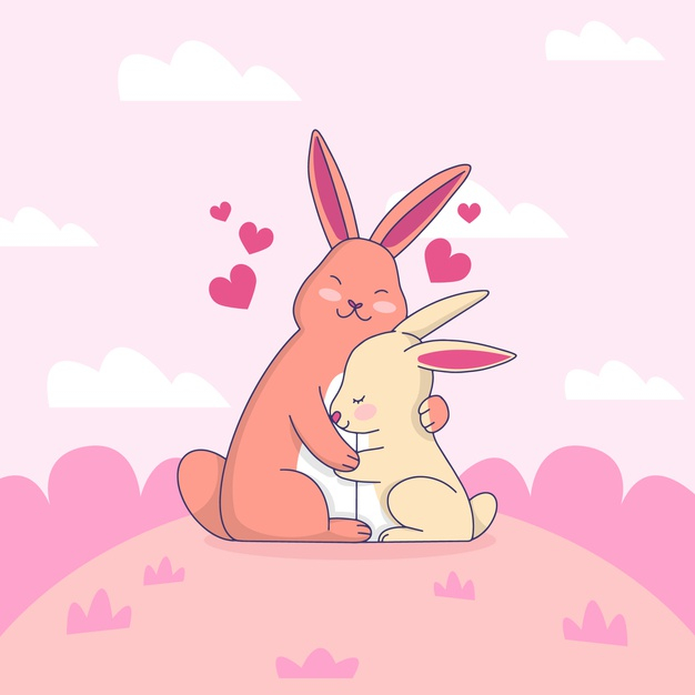sentimental,tradition,romance,lovely,day,bunny,romantic,traditional,valentines,celebrate,illustration,couple,valentines day,celebration,cute,animal,love