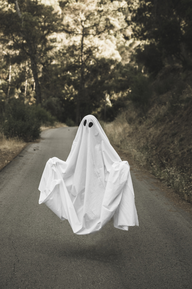 halloween,road,forest,black,person,white,eyes,ghost,air,horror,hanging,costume,dead,woods,scary,fear,silence,mystery,anonymous,lonely