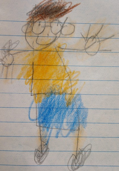 drawing,child,children,student,kid,person,woman,crayon,notebook,school,pencil,sketch,cartoon,crayola,elementary,grade,looseleaf,glasses,comic,animation,velma,dinkley,scooby-doo,scooby,doo,girl,picture,portrait,schoolchild,boy,gal,spectacles,lens,paper