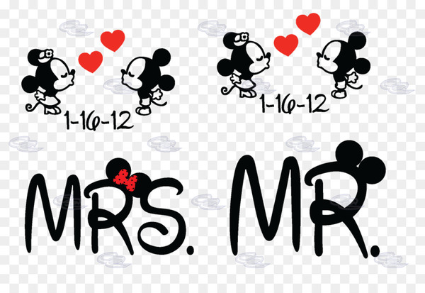 mickey mouse,minnie mouse,tshirt,mrs,mr,silhouette,walt disney company,decal,married with mickey,ironon,computer wallpaper,heart,calligraphy,love,text,brand,graphic design,logo,line,black and white,png
