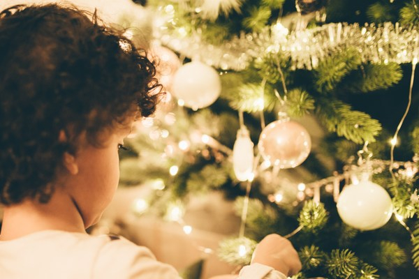 people,kid,baby,child,christmas tree,lights,ball,decoration,christmas