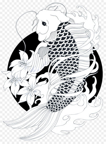 Free: Koi Goldfish Drawing Carp Black and white - koi 