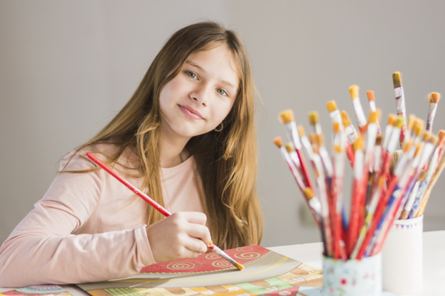 watercolor,people,house,paper,paint,hair,home,table,beauty,brush,art,color,smile,child,person,creative,drawing,paint brush,painting,paintbrush