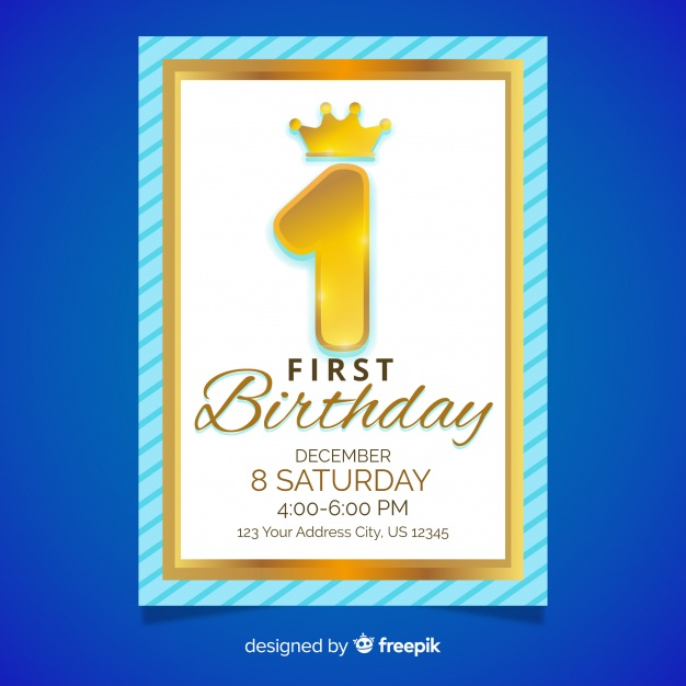 Free: First birthday golden number card - nohat.cc