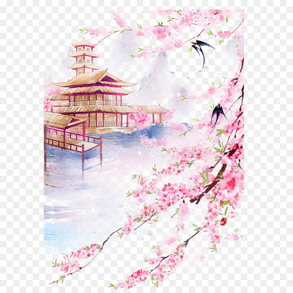 China Landscape Watercolor Painting Drawing Fairy Filled Fairy Place Of Residence Png Free Transparent Image