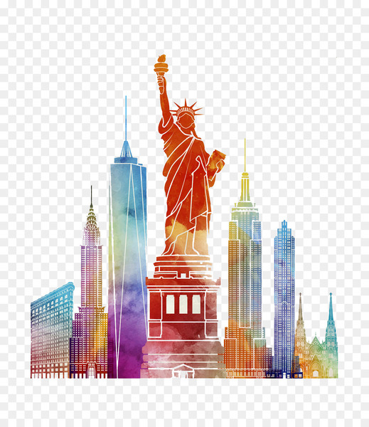 new york city,poster,watercolor painting,art,printmaking,fine art,skyline,painting,royaltyfree,printing,glass bottle,bottle,png