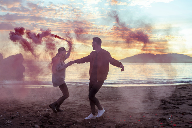 water,love,light,man,nature,blue,beach,sea,hands,sky,pink,red,color,smoke,couple,hat,water color,ocean,fun,sunset