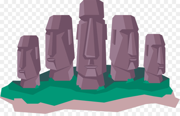 moai,hanga roa,stone sculpture,statue,island,monument,tourist attraction,easter island,purple,magenta,png