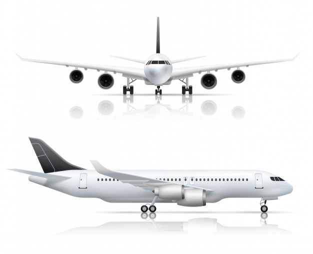 Free: Large passenger jet airliner front and side airplane view Free Vector  