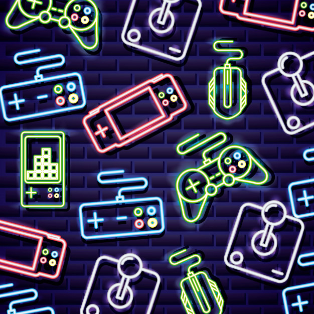 Gaming neon sign play design template Royalty Free Vector