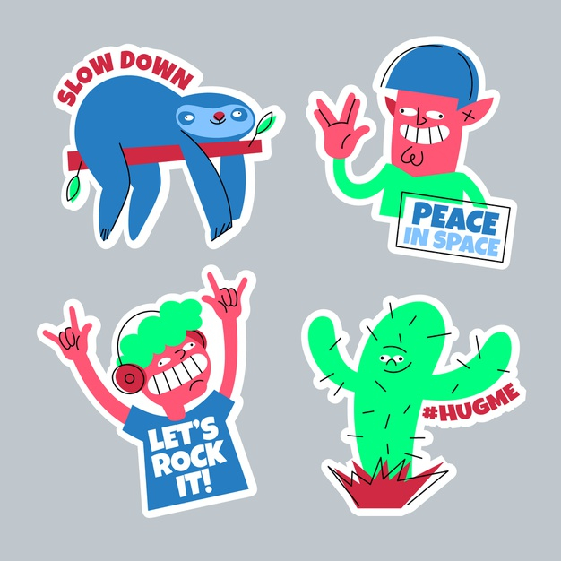 Free Vector  Funny set of lovely stickers