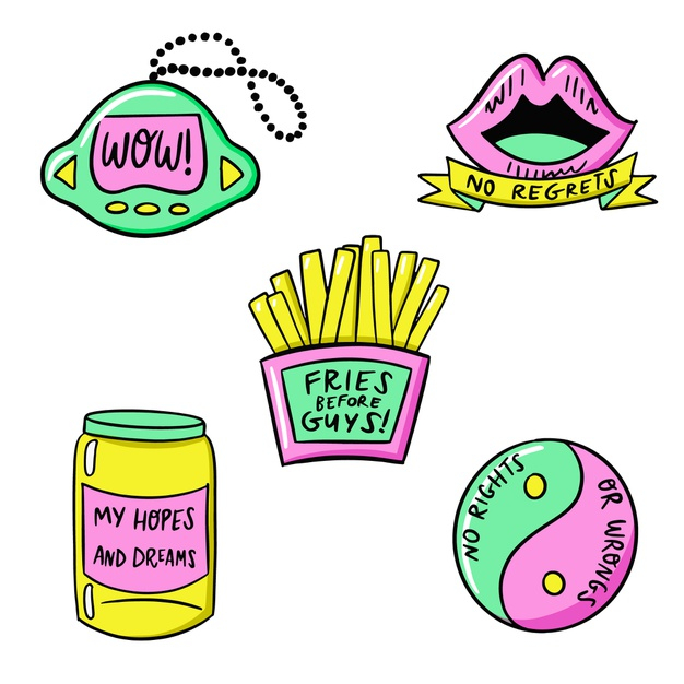 Free Vector  Colorful variety of fun stickers