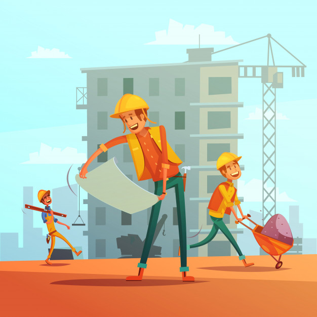 Free: Building and construction industry cartoon background Free Vector -  