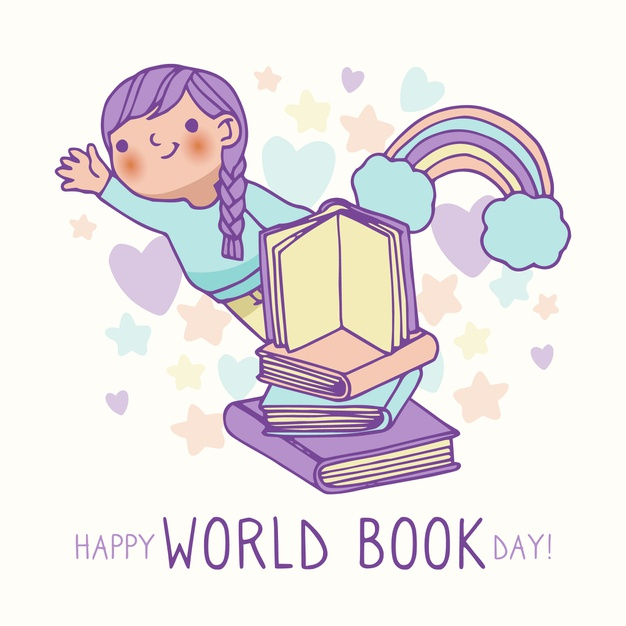 illustration World Book Day. Open book and read books. stack of book.  literature, story time, education concept. 5895252 Vector Art at Vecteezy