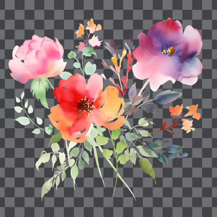 Free: Flowers watercolor, png transparent background 