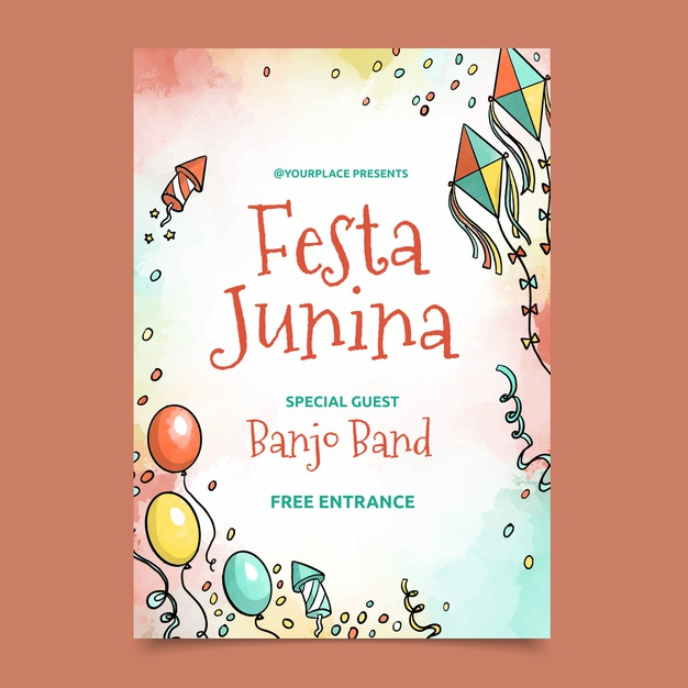 ready to print,june,brazilian,feast,ready,junina,concept,theme,festive,traditional,print,event,festival,celebration,template,party,watercolor,poster,flyer