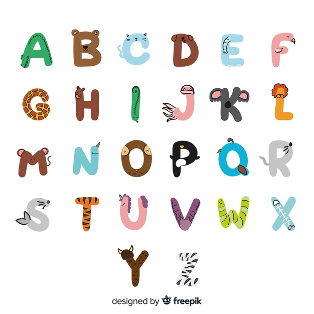 Free: Hand drawn cute animals alphabet Free Vector 