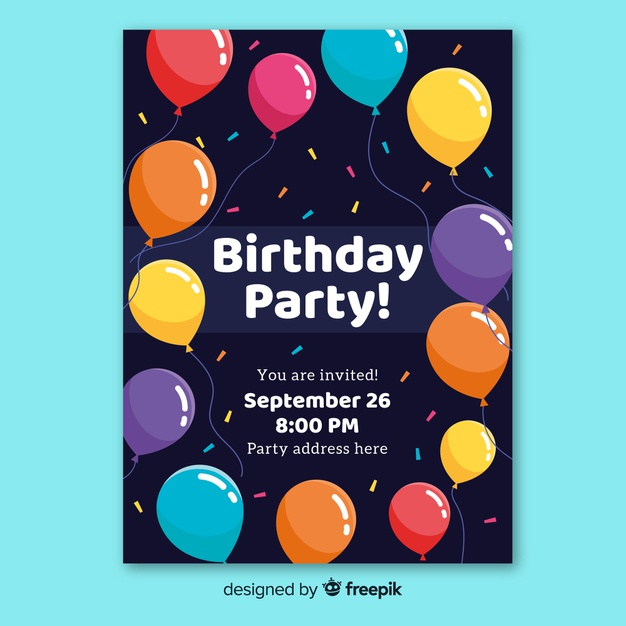 Free Vector  Flat birthday invitation template