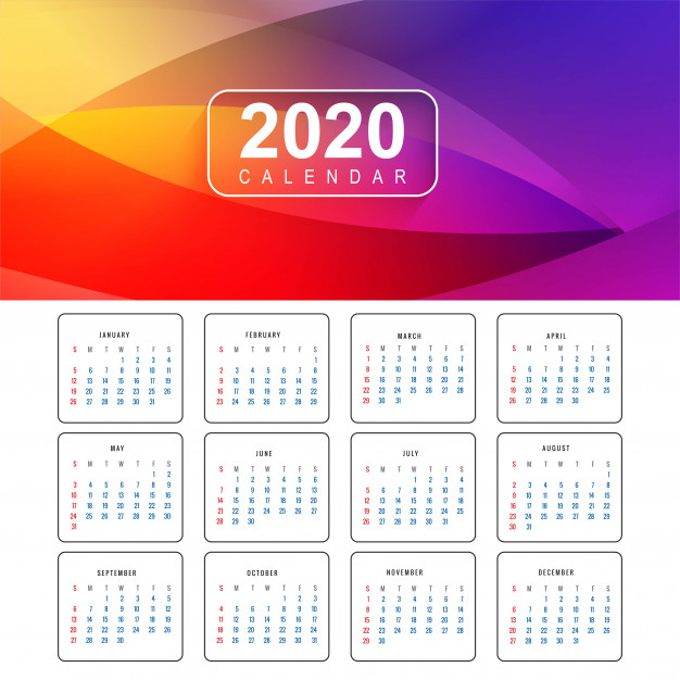 Free: Colorful new year 2020 calendar design Free Vector - nohat.cc