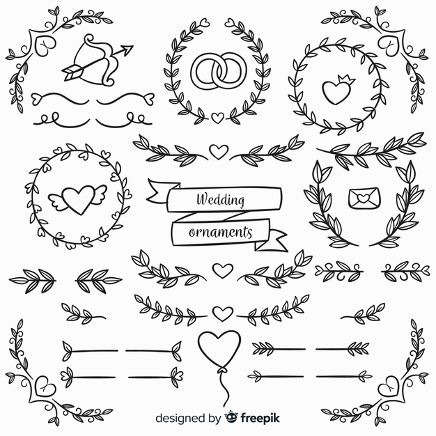 Free: Hand drawn floral wedding ornaments Free Vector - nohat.cc