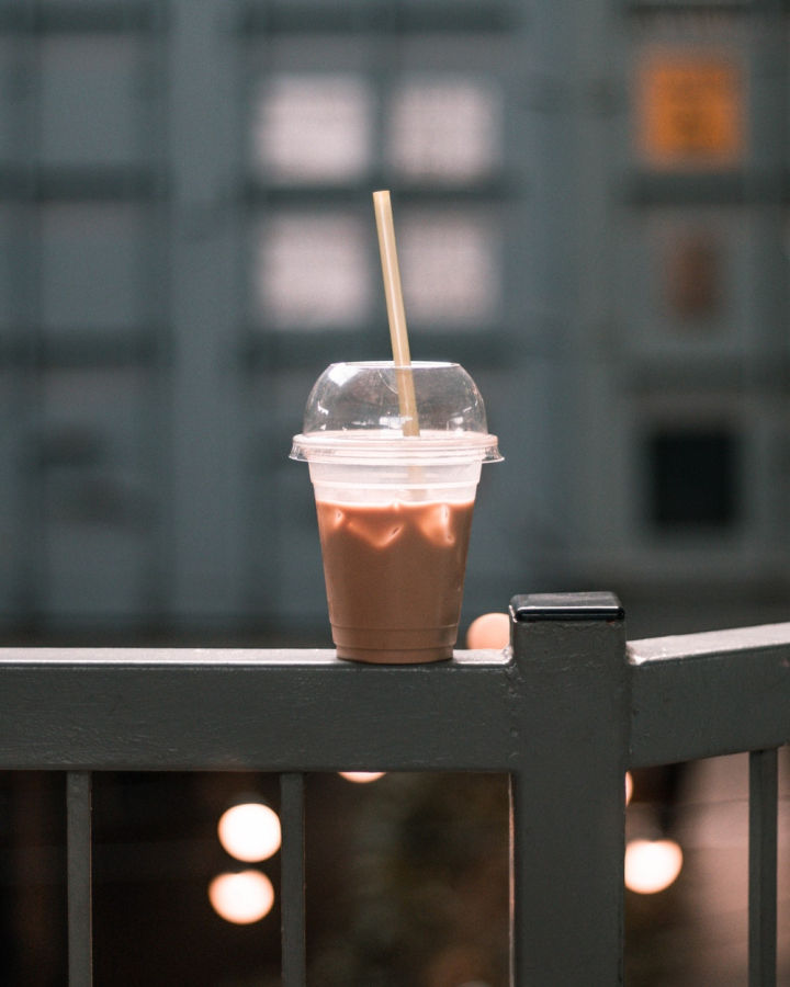 50mm,beverage,caffeine,cappuccino,coffee,cup,drink,iced coffee,plastic cup,plastic straw