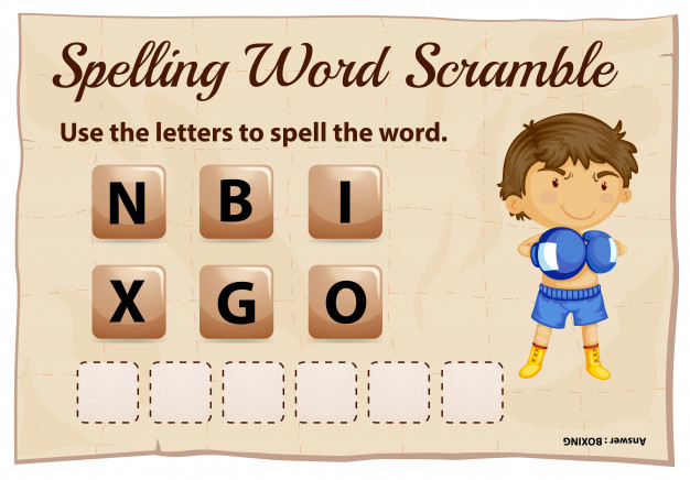 scramble,worksheet,vocabulary,mitten,educational,boxer,sheet,athlete,words,path,tiles,learn,boxing,letters,english,brown,fun,drawing,game,sport,man,education,school
