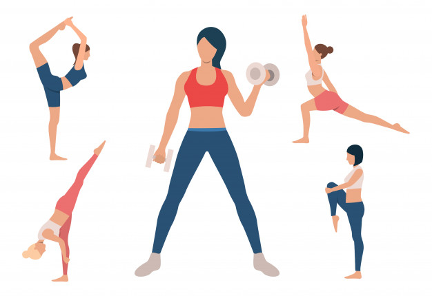 Asana yoga collection of girls doing sport Vector Image