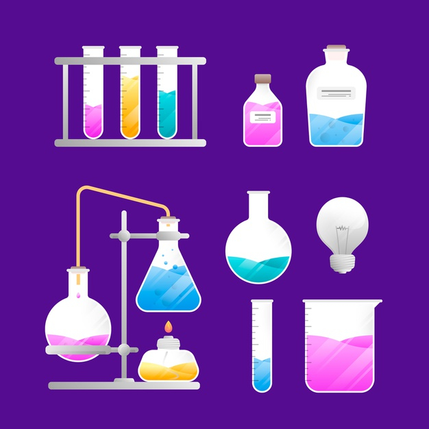 Free: Science lab isolated objects on purple wallpaper Free Vector -  