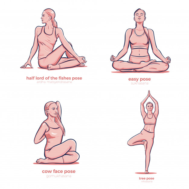 Set of isolated yoga poses Royalty Free Vector Image