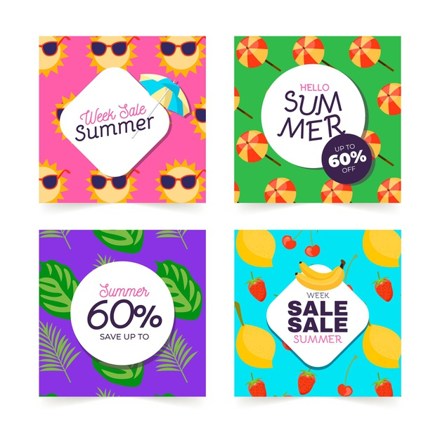 Free: Cute summer party hand drawn cards Free Vector - nohat.cc