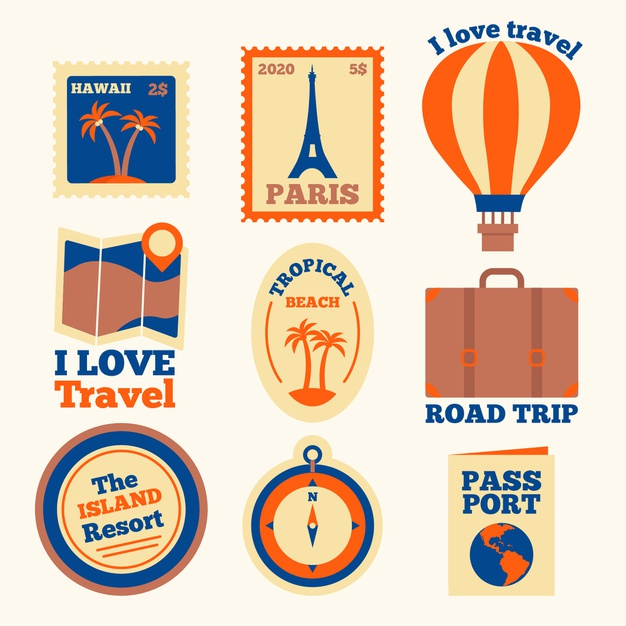 Free: Road trip around the world stickers collection Free Vector