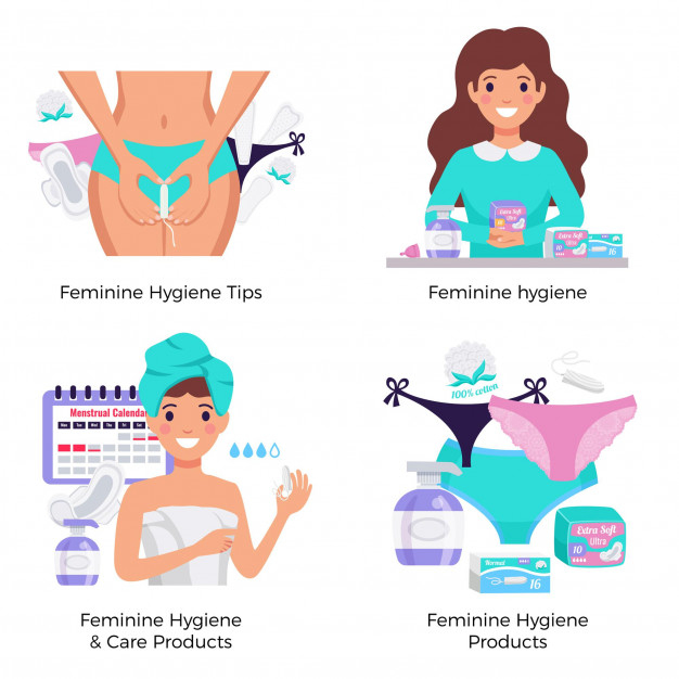 Free: Feminine hygiene products tips 4 flat composition concept